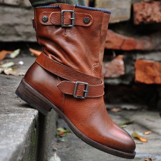 Orthopedic Balance Retro Leather Boots - Slip-On Support