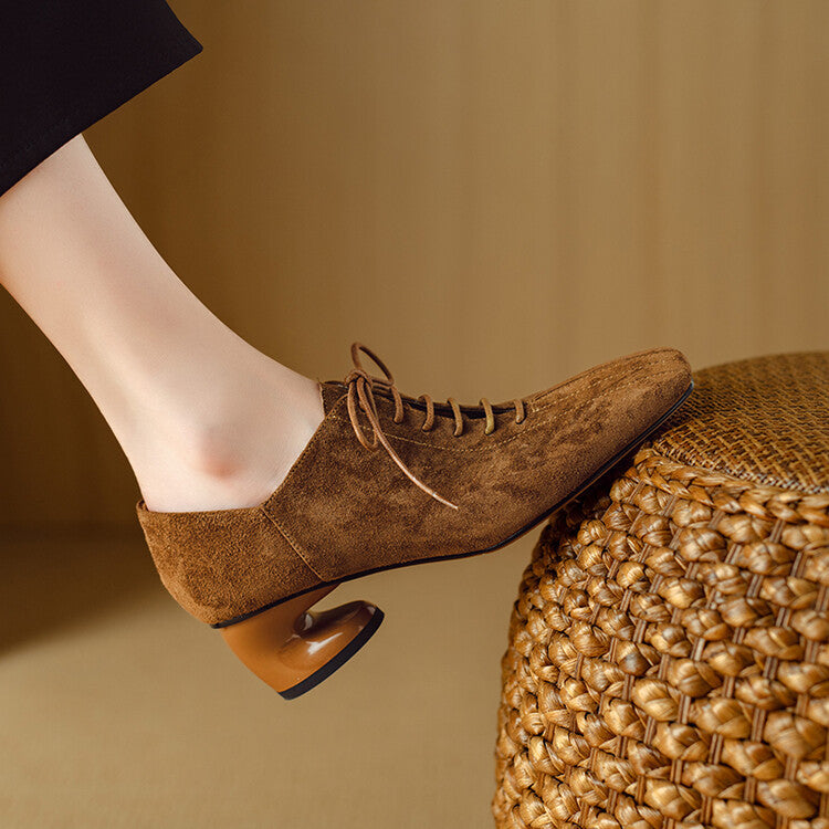 Orthopedic Balance Chunky Sheepskin Pumps - Retro Style