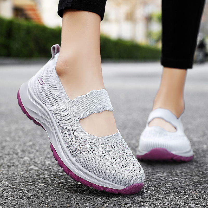 Orthopedic Knit Mary Jane Sneakers – Breathable Slip-On Comfort Walking Shoes