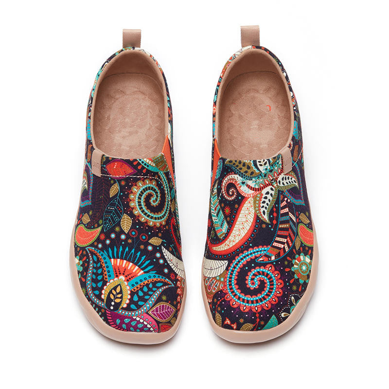 Orthopedic Balance Women’s Boho Printed Slip-On Flats – Lightweight Comfort Casual Shoes