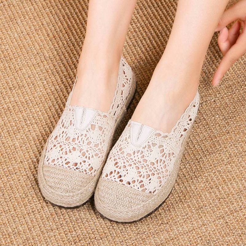 Orthopedic Balance Lace Crochet Espadrille Slip-On Flats