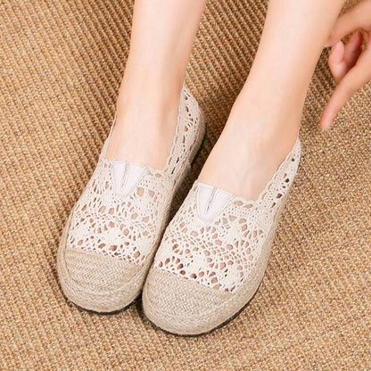 Orthopedic Balance Lace Crochet Espadrille Slip-On Flats