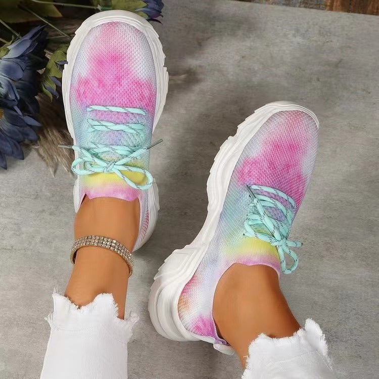 Orthopedic Balance Women’s Tie-Dye Knit Sneakers – Lightweight Breathable Comfort Shoes