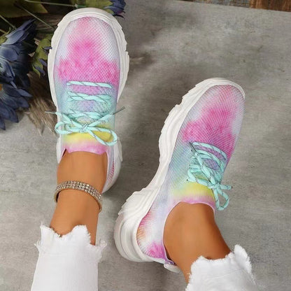 Orthopedic Balance Women’s Tie-Dye Knit Sneakers – Lightweight Breathable Comfort Shoes