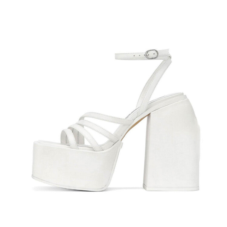 Orthopedic Balance Chunky Platform Ankle Strap High Heel Sandals