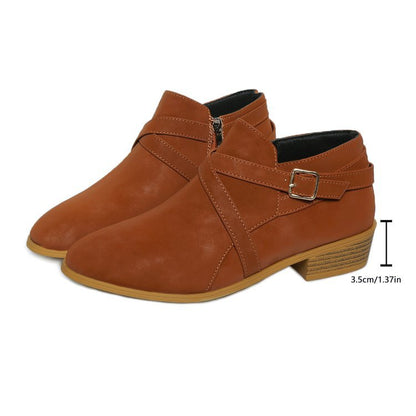 Orthopedic Balance Leather Boots - Side Zipper & Cross Straps