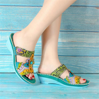 Ivory | Women’s Handcrafted Orthopedic Floral Slip-On Sandals