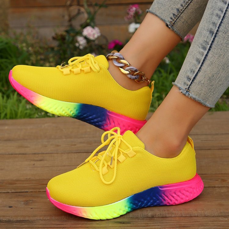 Orthopedic Balance Lace-Up Mesh Shoes With Rainbow Sole