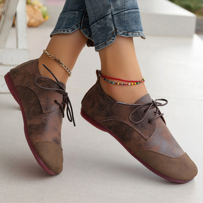 Orthopedic Balance Women’s Vintage Lace-Up Flats – Soft Comfort Casual Oxford Shoes