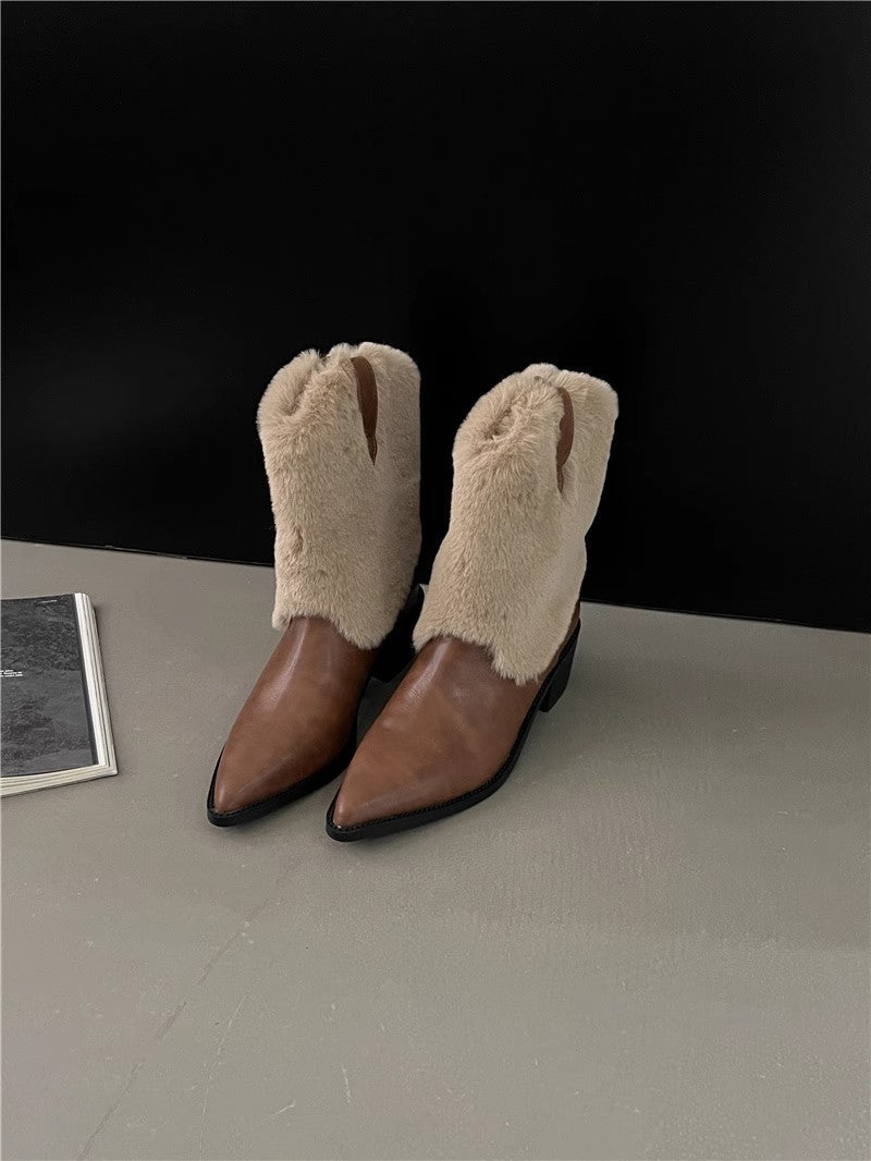 Orthopedic Balance Velvet Thermal Booties - Pointed Toe