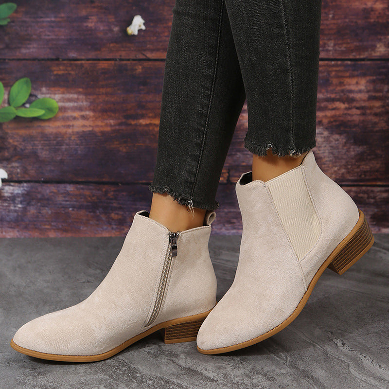 Orthopedic Balance Suede Ankle Boots - Thick Heel Comfort