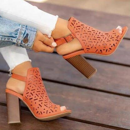 Giorgia | Cut-Out Block Heel Sandals