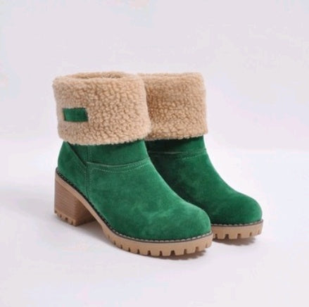 Bea | Mid-Tube Thick Heel Suede Snow Boots - Orthopedic Warm Comfort Style