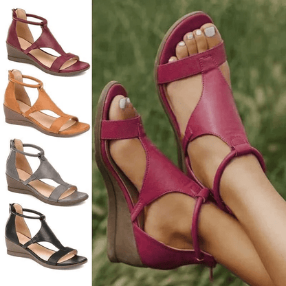 Eleanor | Women’s Orthopedic Open-Toe Wedge Sandals with Ankle Strap