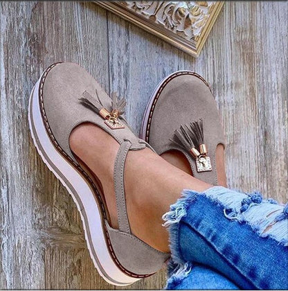 Orthopedic Balance Fringe Flat Shoes - Spring Elegance