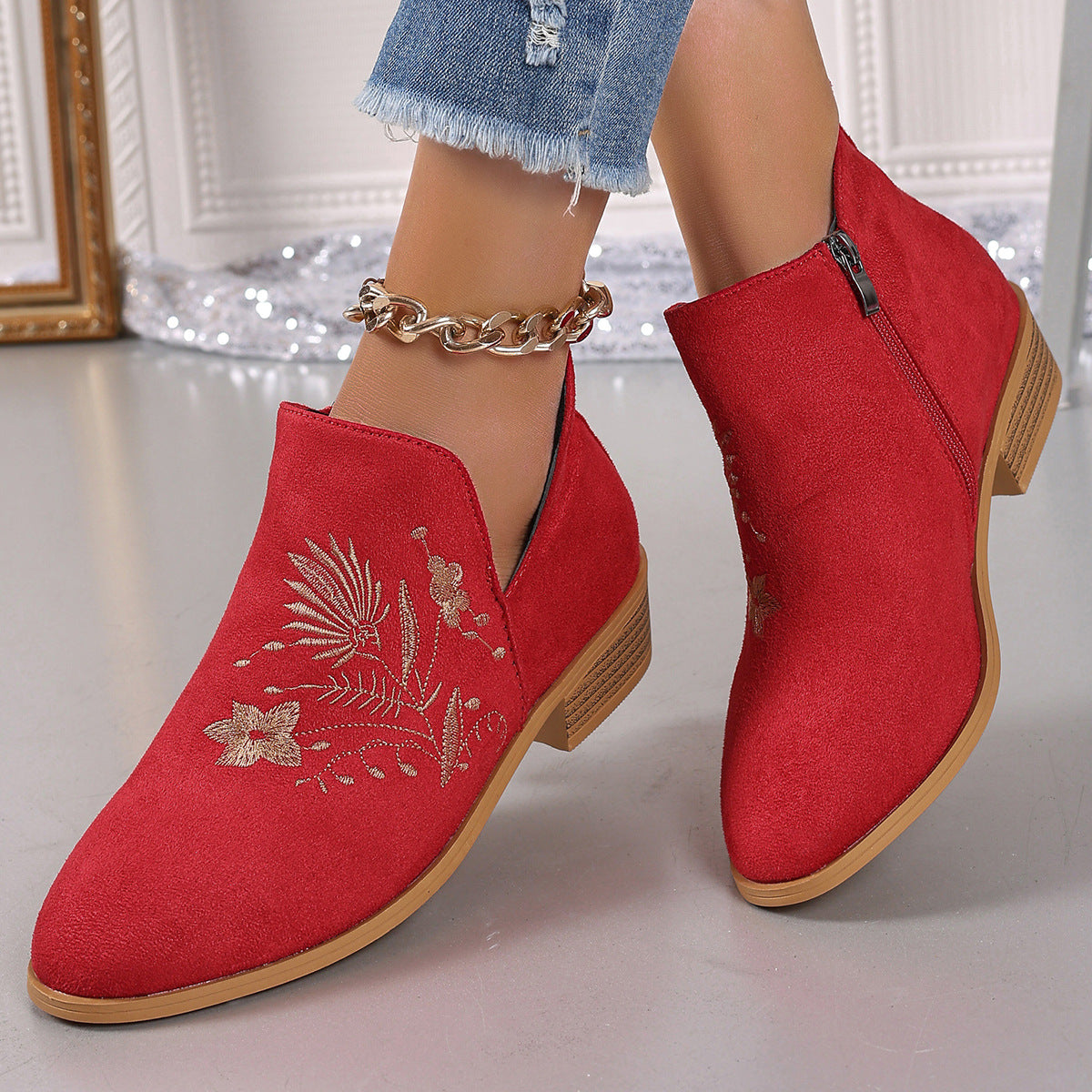 Orthopedic Balance Printed Short Boots - Pointed Toe Comfort