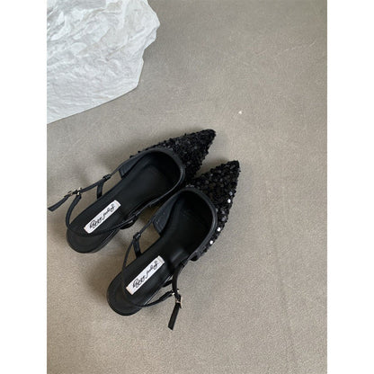 Orthopedic Balance Silver Sequined Pumps - Unique French Style