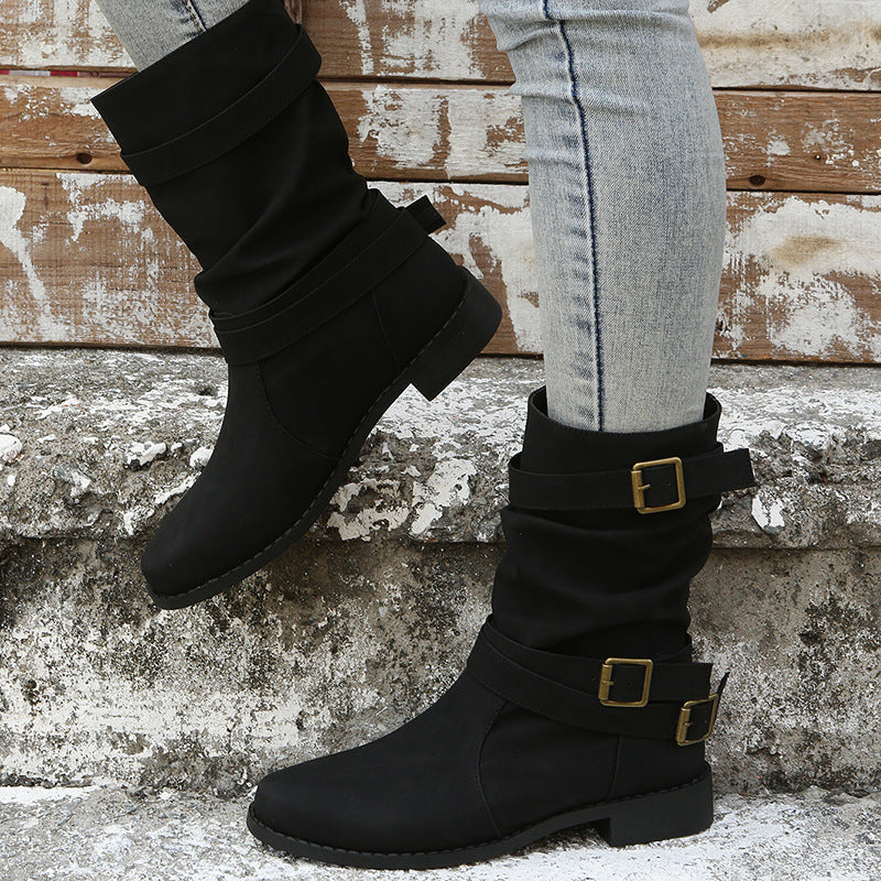 Orthopedic Balance Vintage Low Heel Boots With Adjustable Buckle