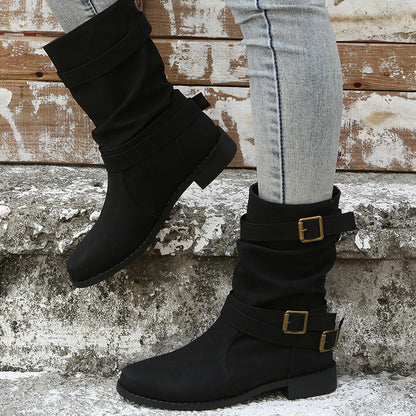Orthopedic Balance Vintage Low Heel Boots With Adjustable Buckle