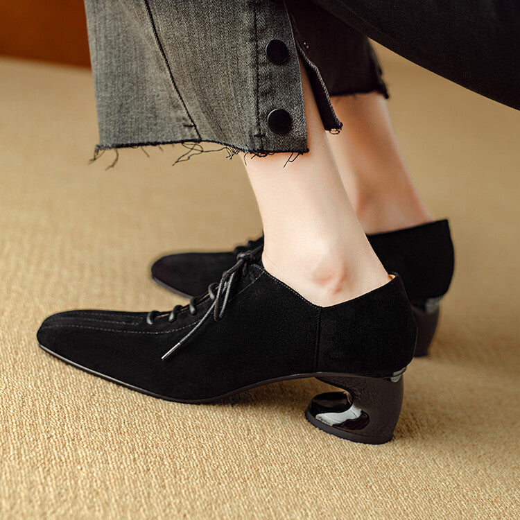 Orthopedic Balance Chunky Sheepskin Pumps - Retro Style