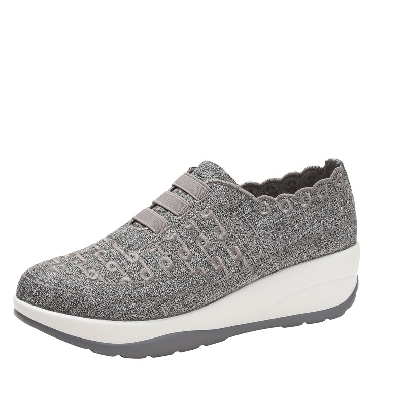 Orthopedic Balance Women’s Wedge Slip-On Sneakers – Lace Detail Comfort Walking Shoes