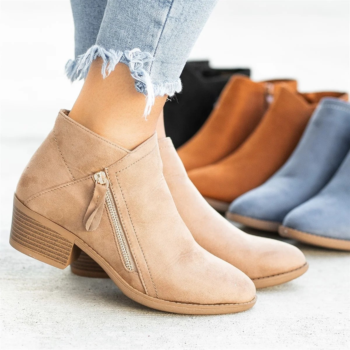 Merla | Everyday Suede Block-Heel Orthopedic Ankle Boots