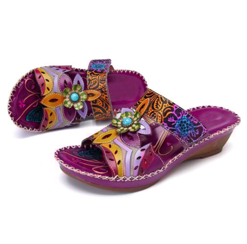 Ivory | Women’s Handcrafted Orthopedic Floral Slip-On Sandals