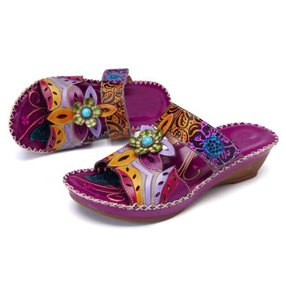 Ivory | Women’s Handcrafted Orthopedic Floral Slip-On Sandals