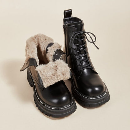 Made | Fur-Lined Combat Orthopedic Lace-Up Boots