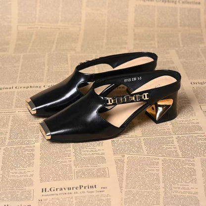 Petronella | Women’s Orthopedic Cutout Slingback Block Heel Mules