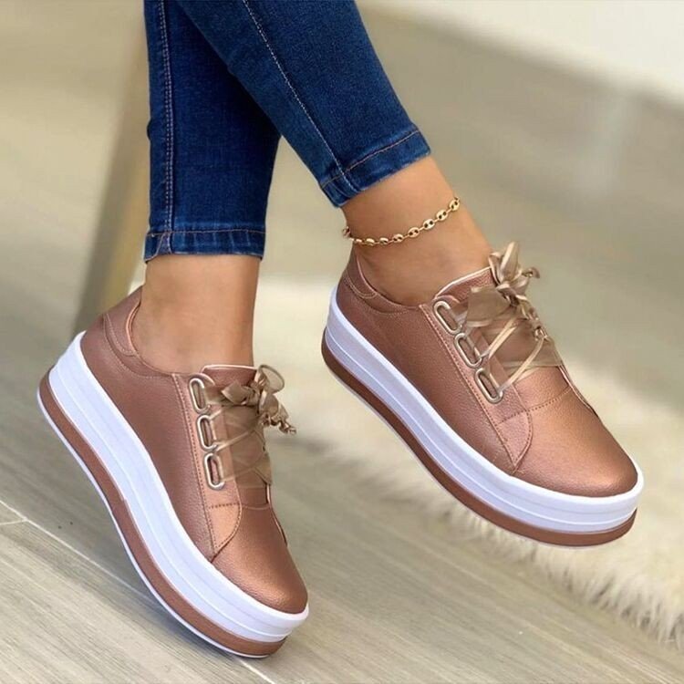 Orthopedic Balance Flat Sneakers With Ribbon - Unique Style And Comfort