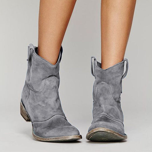 Autumn | Suede Ankle Cowboy Boots with Orthopedic Cushioned Support