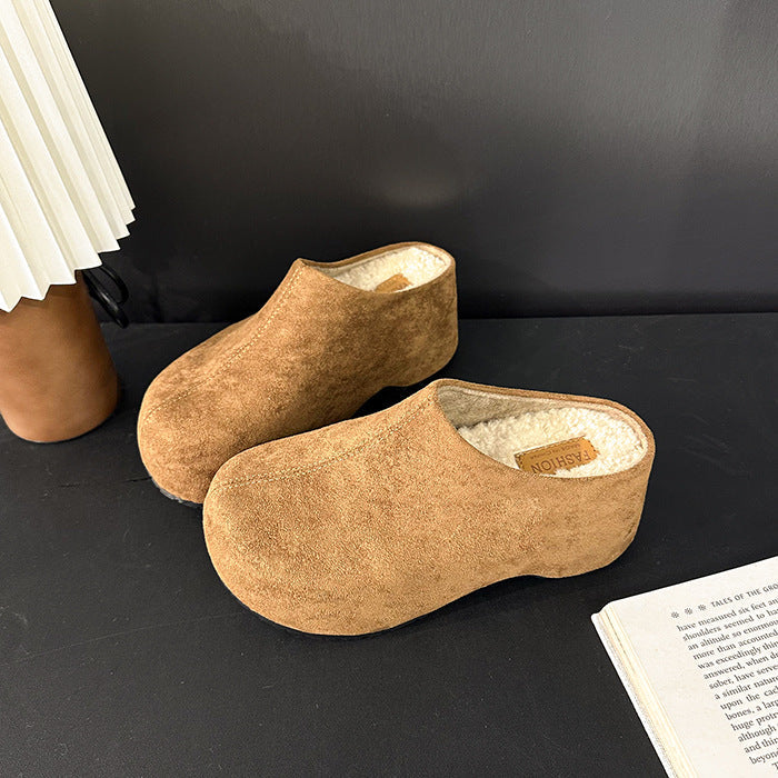 Orthopedic Balance Trendy Chunky-Heeled Slippers With Faux Fur Lining