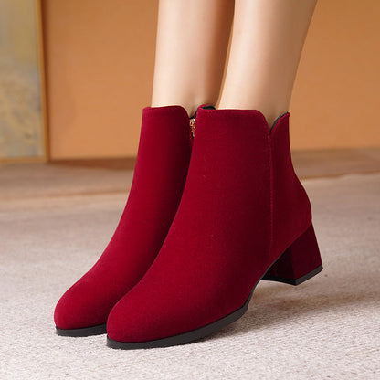 Orthopedic Balance Suede Boots - Pointed Toe, Side Zipper