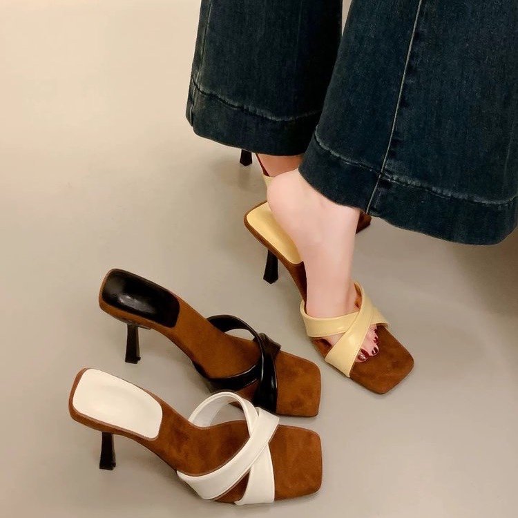 Orthopedic Balance | Color Block Open Toe Heeled Sandals