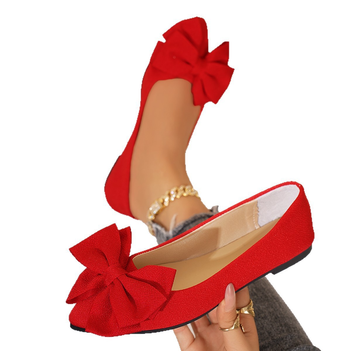 Orthopedic Balance Slip-On Shoes In Larger Sizes With An Elegant Bow