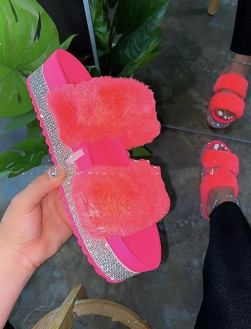 Orthopedic Balance Fluffy Bling Slippers - Unique Style And Comfort