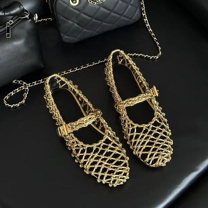 Orthopedic Balance Woven Mesh Mary Jane Flat Shoes