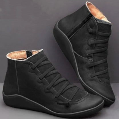 Cassandra | Orthopedic Leather Ankle Boots – Casual Lace-Up Comfort