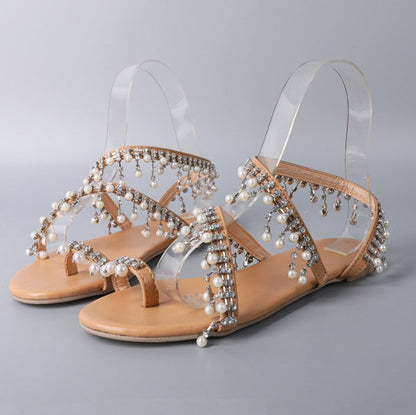 Orthopedic Balance Handcrafted Roman Sandals With Beads  - Unique