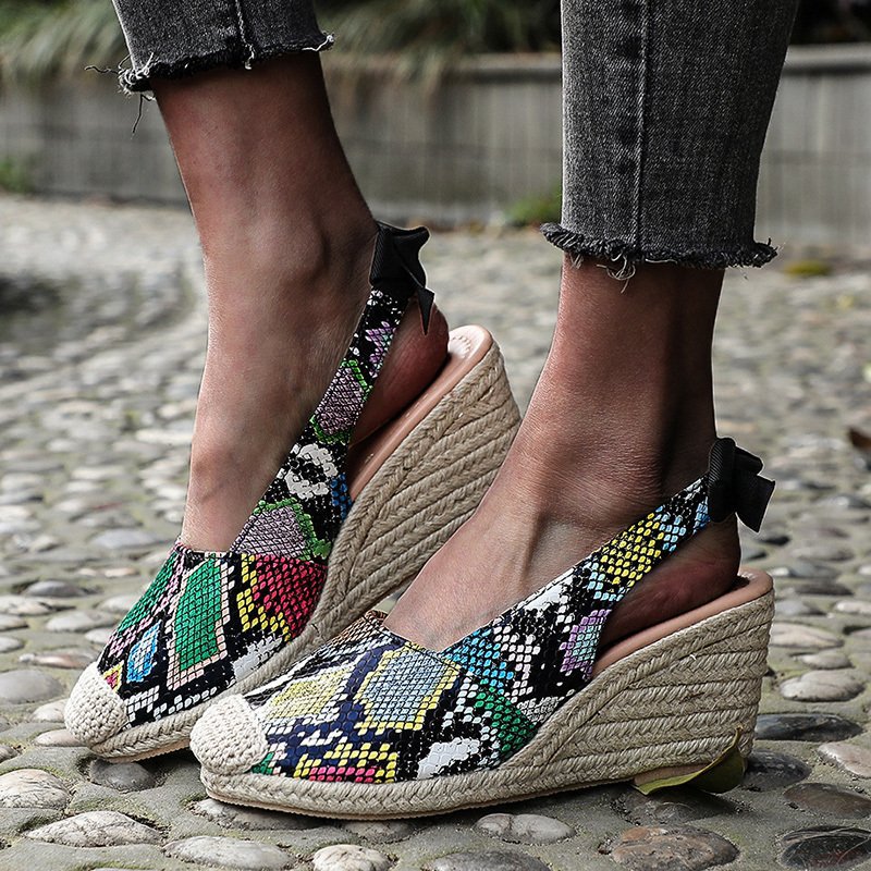 Benilde | Women’s Orthopedic Printed Espadrille Wedge Slingback Sandals