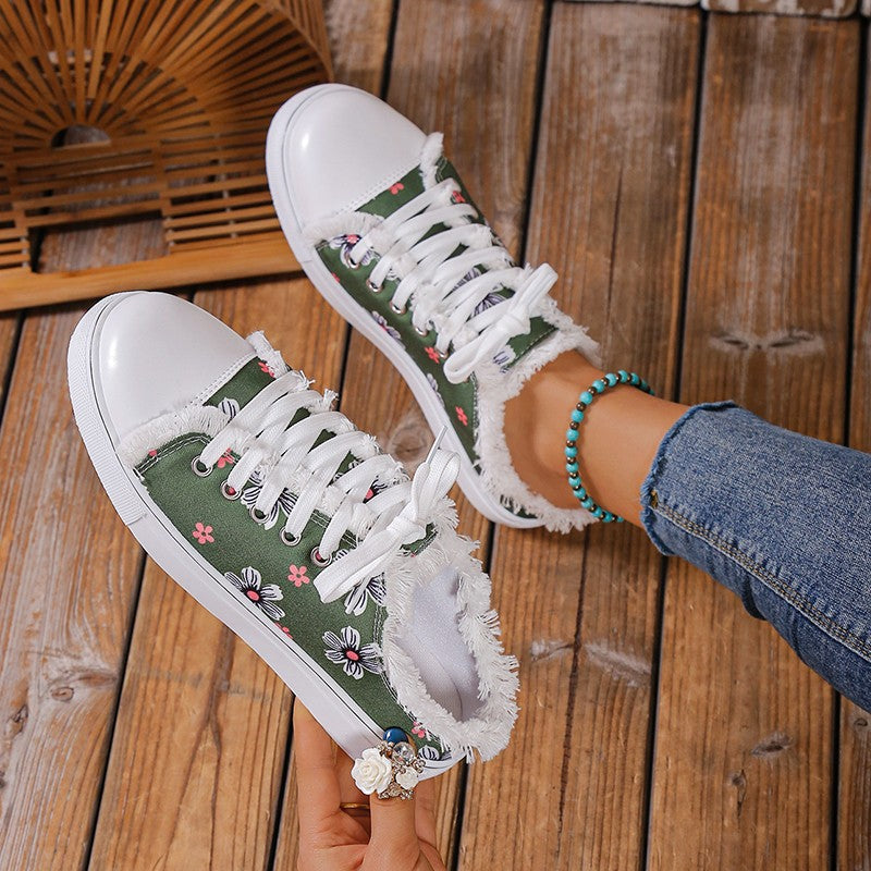Orthopedic Balance Canvas Shoes - Floral Low-Top Comfort