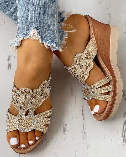 Lydia | Women’s Orthopedic Floral Cutout Wedge Sandals