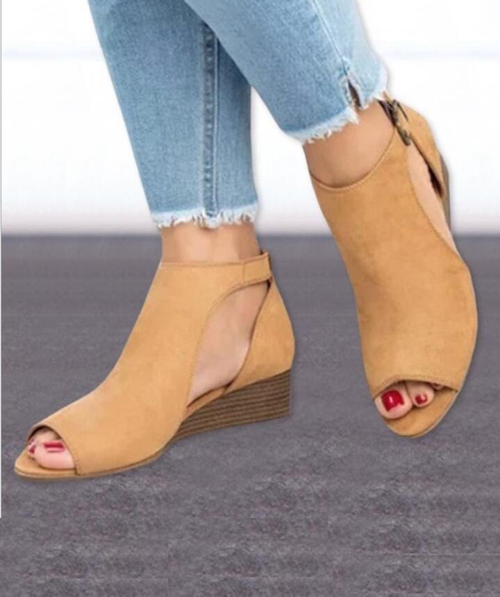 Evelyn | Women’s Orthopedic Peep-Toe Wedge Sandals with Ankle Strap
