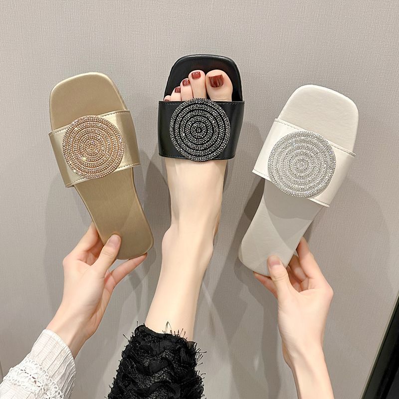 Orthopedic Balance Rhinestone Medallion Comfort Slide Sandals