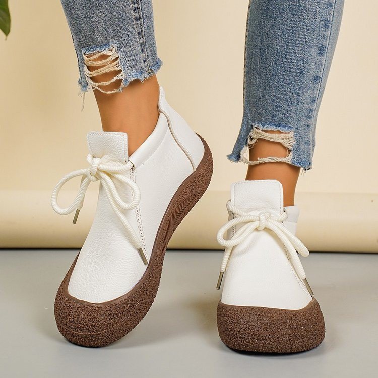 Orthopedic Balance Vintage Lace-Up Ankle Boots – Soft Leather Comfort Walking Shoes