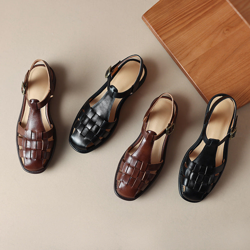 Orthopedic Balance Low-Heeled Open Sandals - Unique Vintage Style