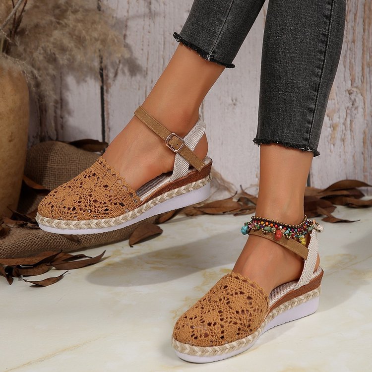 Orthopedic Balance | Crochet Slingback Espadrille Platform Sandals