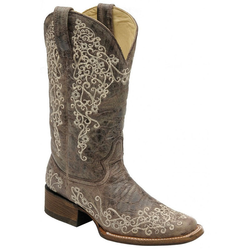 Orthopedic Balance Embroidered Mid-Calf Boots - Chunky Heel