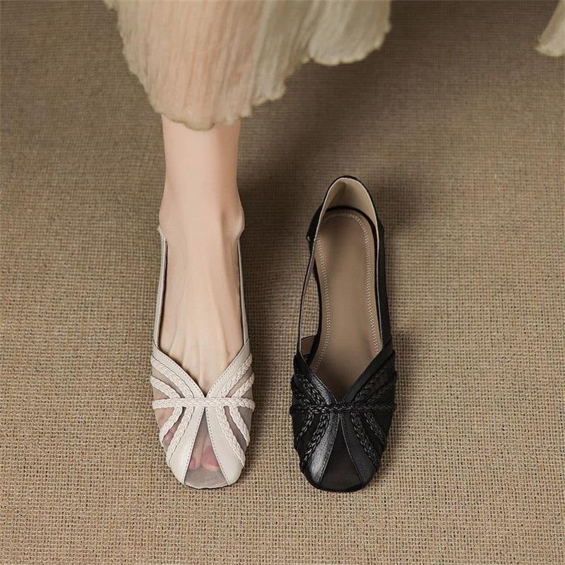 Orthopedic Balance Pointed Toe Woven Slingback Flat Sandals